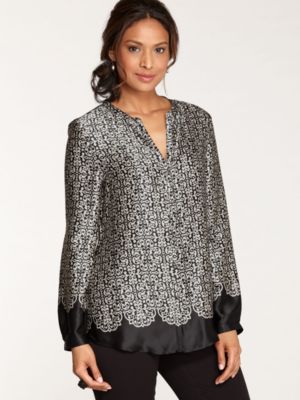 Silk Kelsey Wrought Iron Print Blouse | Chatspan